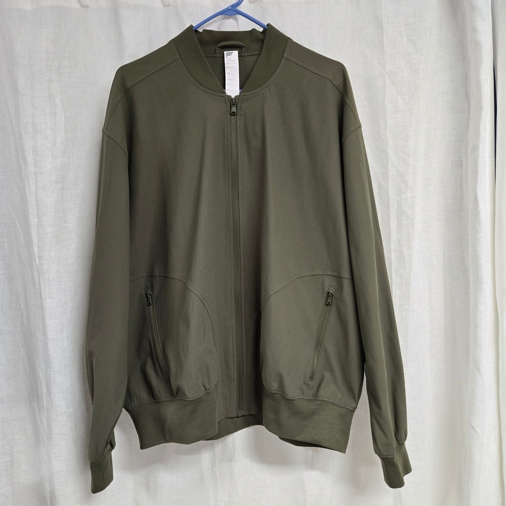 Fabletics Full Zip Bomber Jacket Olive Green Pock… - image 7